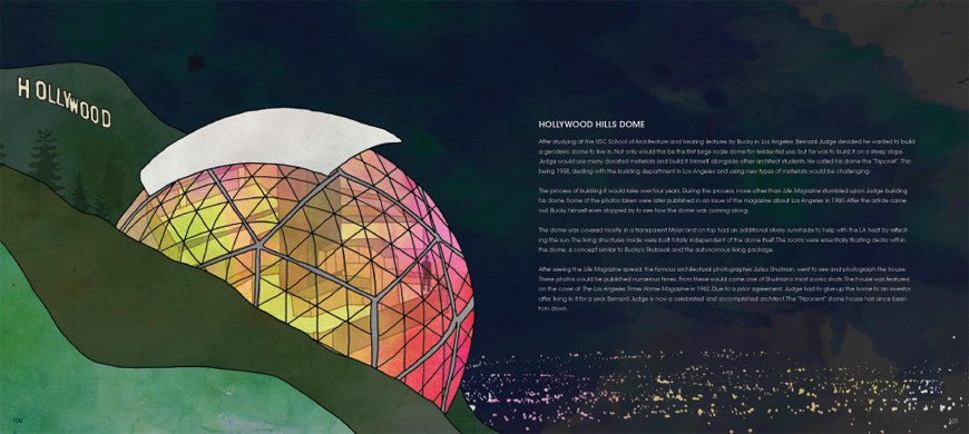 Geodesic dome drawing by Cole Gerst in Buckminster Fuller Poet of Geometry